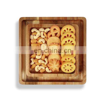 Bamboo Acacia Wood Double Dish Snack Bowl For Pistachios Peanuts Sunflower Seeds and Fruit Olives