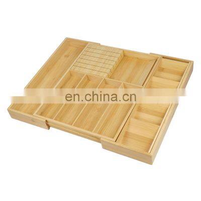 Bamboo Expandable Silverware Organizer Kitchen Drawer Adjustable Cutlery Organizer