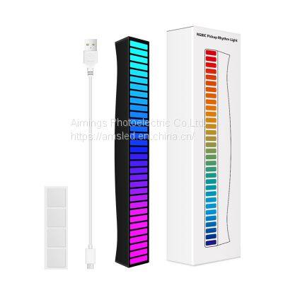 Rhythm Light Bar 2PCS, RGB Sound Control Music Rhythm Lights, App Control 32 Bit Music Level LED Lights, USB & Battery Powered Voice Activated Atmosphere Light for Car Game Room Desktop DJ Studio