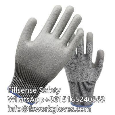 Anti Cut Level 5/C 13 Gauge UHMWPE/HPPE Liner PU Coated Cut Proof Gloves Cut Protection Gloves