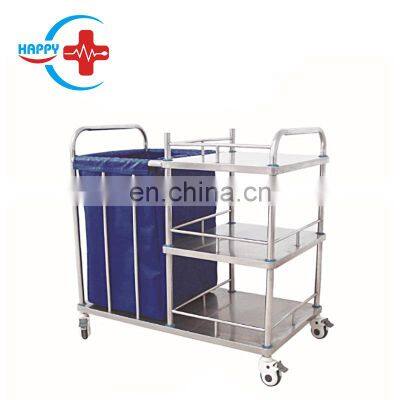 HC-M053 Factory price stainless steel dirty laundry clean hospital mobile trolley cleaning cart