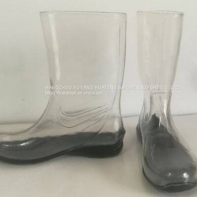 Multicolour transparent women rain boots,Fashion transparent ladies boots,Colourful transparent Lady boots,Female rain boot