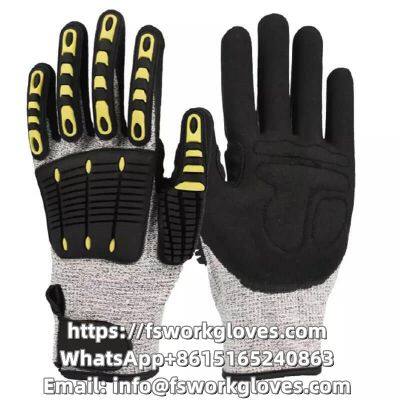 UHMWPE(HPPE) Liner Sandy Nitrile Coated Cut Resistant Gloves Impact Resistant Gloves Vibration Resistant Gloves TPR Gloves