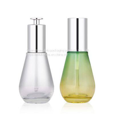 50ml conical powder base liquid bottle spot dropper essence glass bottle 50ml full cover press pump bulb bottle