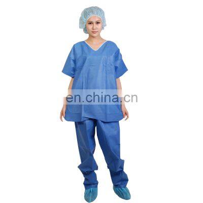Good quality non woven PP SMS short sleeve scrub suits manufacturer