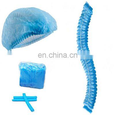 Single/double elastic stripe cap disposable nonwoven mob bouffant cap white blue in stock