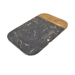 Black Marble with Acacia Wood Cheese Board Cutting Board Serving Tray Cracker Pastry Steak Charcuterie Kitchen Chopping Boards