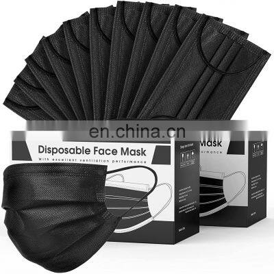 Mask 3ply 50pk Black Disposable With Ear Loops