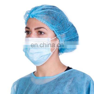 Single Double Elastic Nurse Cap Disposable Non Woven Strip Clip Cap Bouffant Surgical Mob Cap