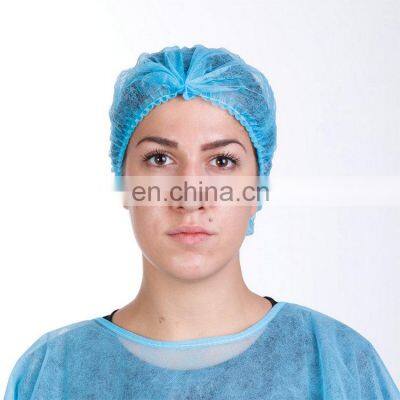 Good quality blue disposable bouffant head mob cap surgical hair cap
