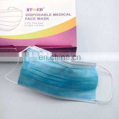 Disposable medical face mask TYPE I earloop 3ply non-woven flat type
