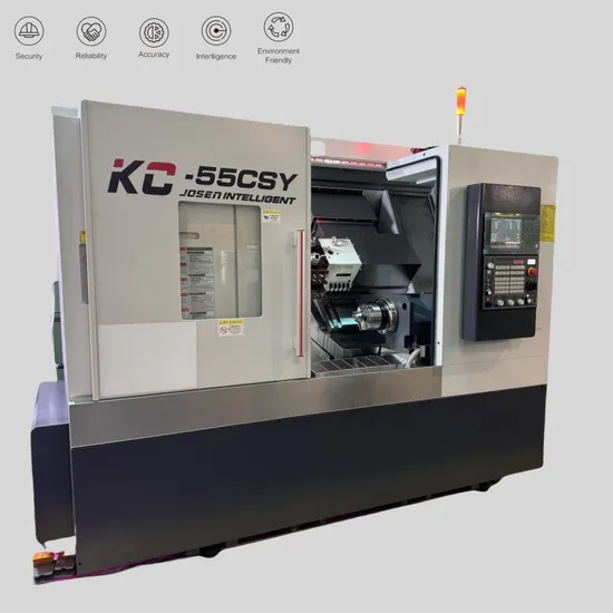Josen Ultra High-Speed Dual Spindle CNC Turn-Mill Machining Center with Powerhead and Turret for One-Clamp-One-Piece Machining.