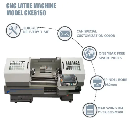 Flat Bed CNC Lathe Machine Ck6150 with 500mm Swing Over Bed Russia