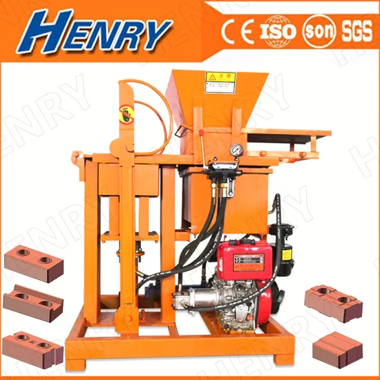 Henry Hr2-25 Manual Small Diesel Engine Soil Clay Interlocking / Hydraulic Brick Making Machine