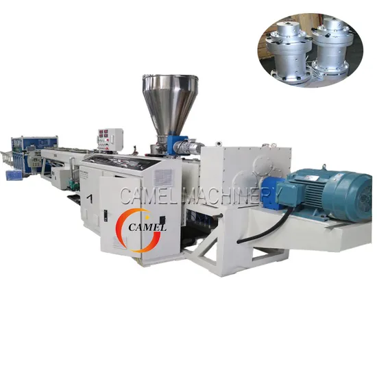 Plastic Conical Twin Screw Extruder PVC Pipe Two Output Production Machine Line