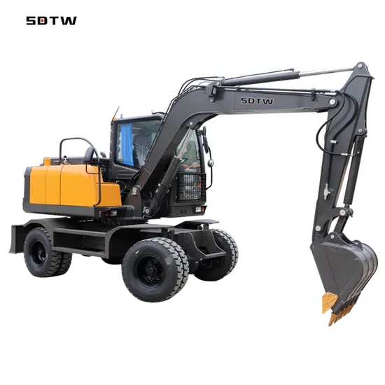 Free Shipping! ! ! EPA/Euro 5 Yuchai Engine Chinese Large Wheel Excavator 7.5 Ton Closed Cabin with AC Digger for Sale