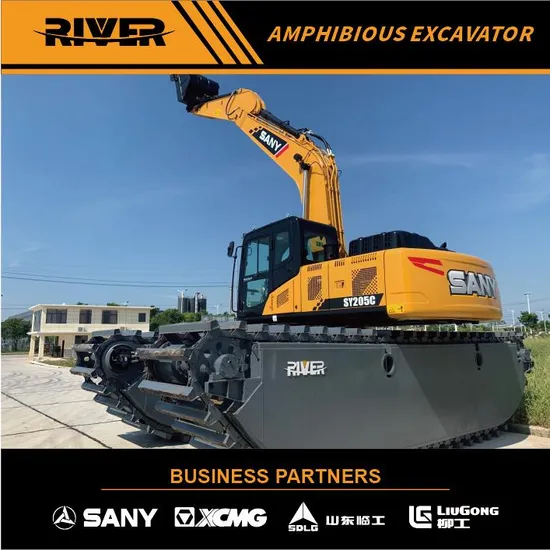 Deep Water Swamp Buggy Excavator 30 Ton Dredging Excavator with Floating Pontoon