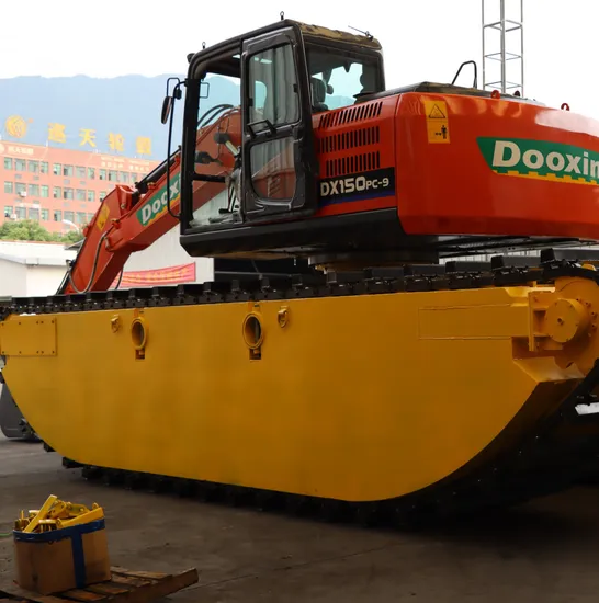 High-Quality Amphibious Excavator Installed with Reinforced Pontoons for Floodplain and Land Construction Projects