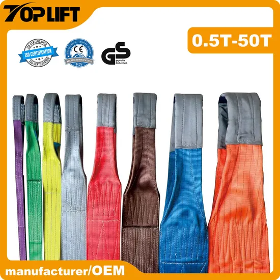 OEM Manufacturer CE Certificate Flat Polyester Web Webbing Sling for Cargo Lifting