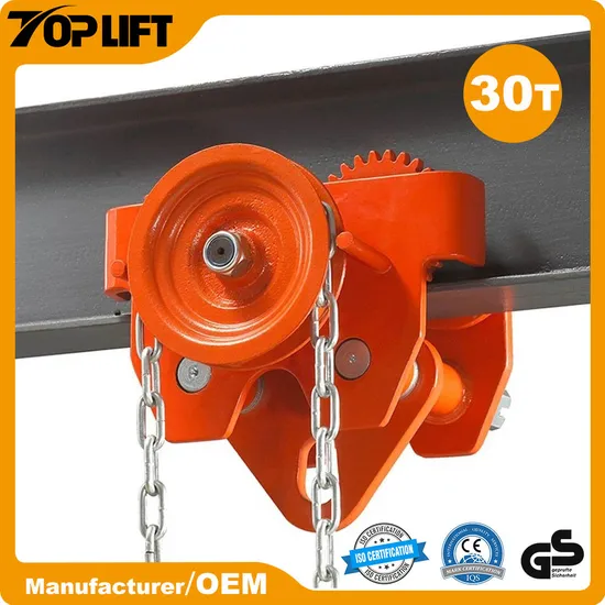 Toplift OEM Factory Hand Chain Single Lifting Gear Geared Beam Trolley 30t
