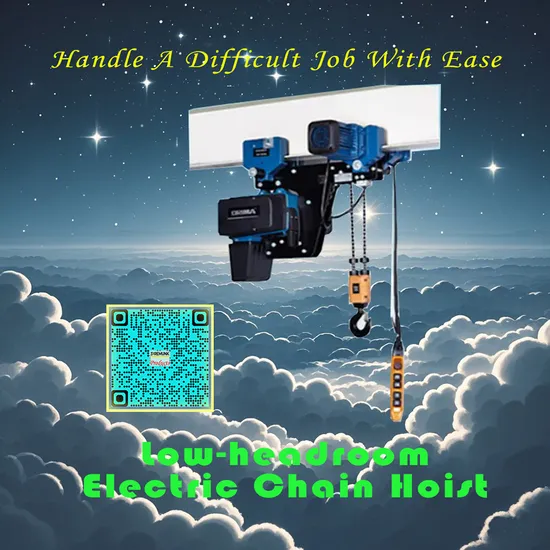 Brima Low-Headroom Type Electric Chain Hoist for Workshop or Warehouse Crane