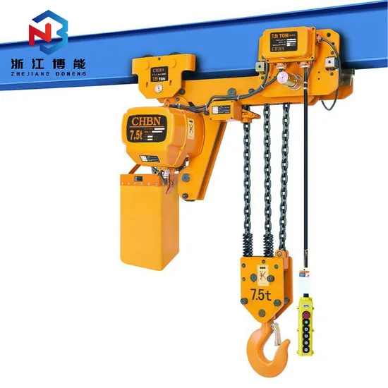 7.5ton7500kg Tri-Chain Crane Lifting Equipment Hhbb Low Headroom Operating Type Electric Chain Hoist with Trolley CE Approval