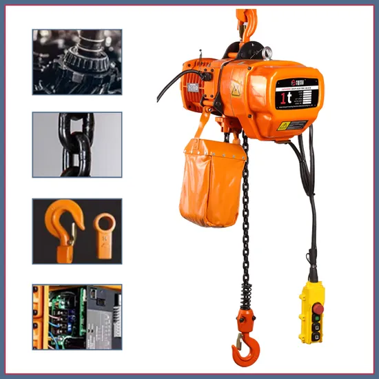 Factory Suppy High Quality 1 Ton Hook Type Electric Chain Hoist