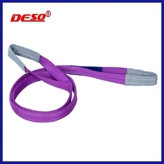 Safety Factor 6 Times High Tenacity Polyester Flat Webbing Sling for Lifting