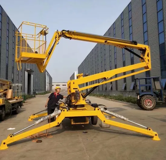 Tgz-10 200kg 10m 12m Battery Power Electric Hydraulic Towable Trailer Mounted Boom Lift Cherry Picker One Man Lift