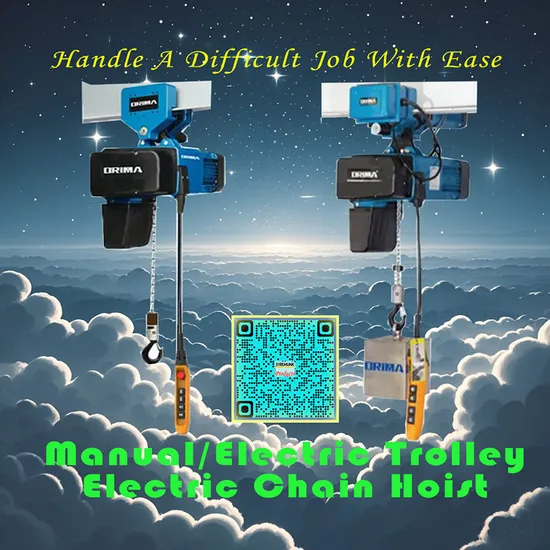1600kg Electric Chain Hoist with Trolley for Workshop or Warehouse Handling Materials