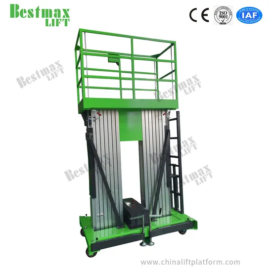 6m Platform Height Manual Pushing Double Mast Lift