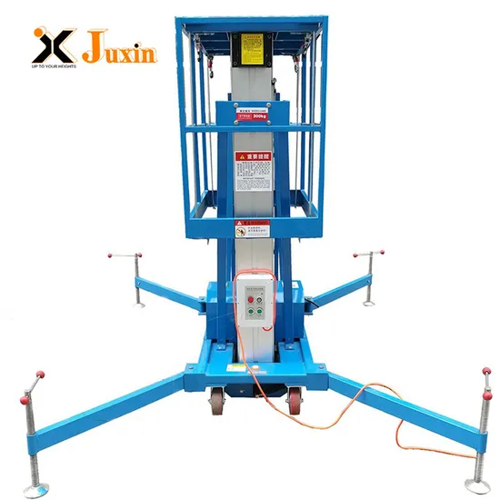 Mini Electric Aerial Work Platform Single Mast Aluminum Hydraulic Ladder Lift
