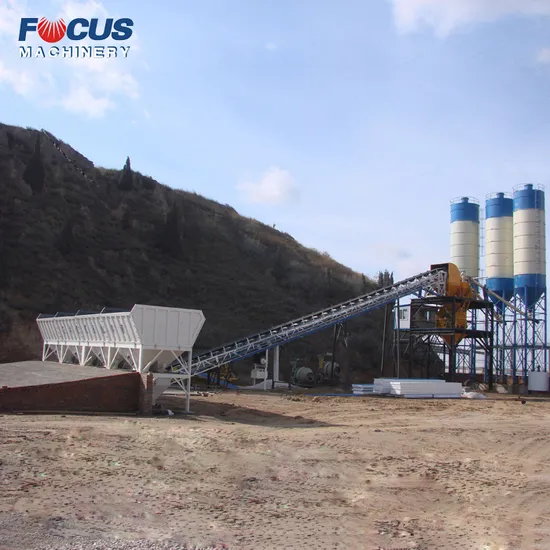 Good Perfomance Hzs90 Stationary Concrete Batching Plant with Belt Conveyor