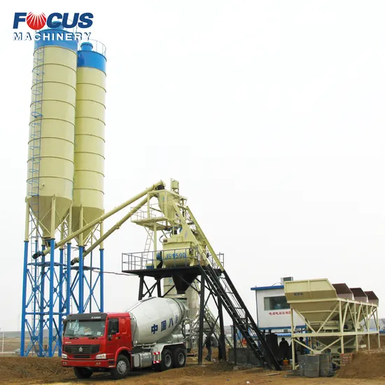 Skip Hopper Type 75m3/H Concrete Mixing Plant Hzs75